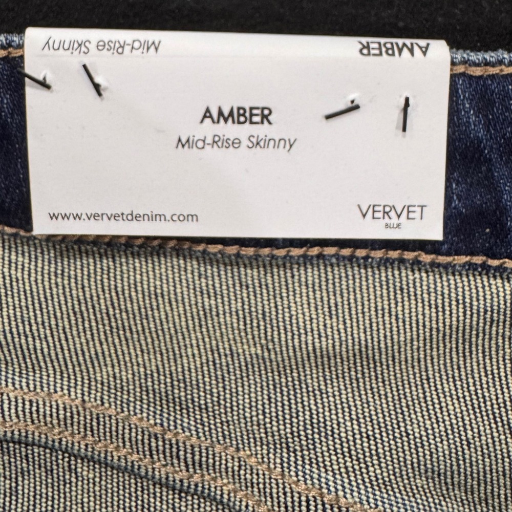 VERVET Blue Amber Mid Rise Skinny Distressed Jeans NWT Size 32 - Picture 10 of 12